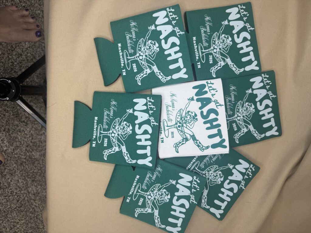 Fan of teal and white bachelorette koozies