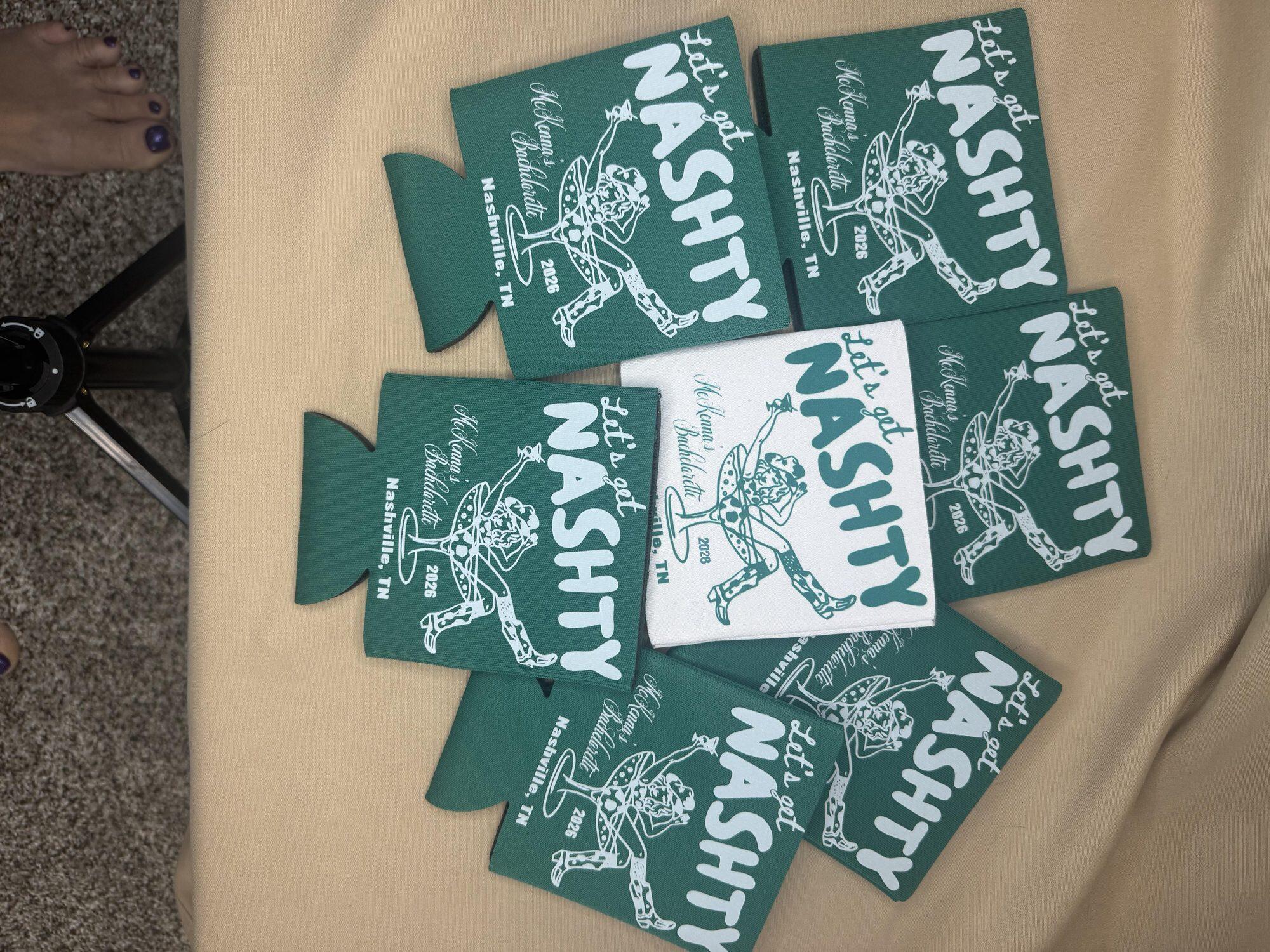 Fan of teal and white bachelorette koozies